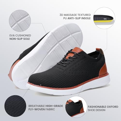 Furuian Steel Toe Shoes for Men Safety Shoes for Men Casual Dress Work Sneakers Lightweight Steel Toe Work Sneakers Comfortable Safety Tennis Oxfords Black