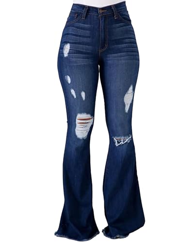 PEIHOT High Waisted Bell Bottom Jeans for Women 90s Ripped Stretchy Flare Jeans Wide Leg Bootcut Denim Pants 2025 Trendy