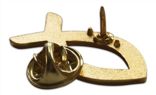 Novel Merk Christian Cross Icon Religious Lapel Pin, Hat Pin & Tie Tack Set with Clutch Back (3- Fish Ichthys), 1 Inch