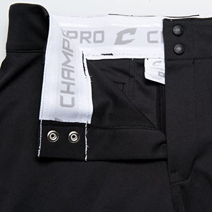 CHAMPRO Women's Tournament Traditional Low-Rise Polyester Softball Pant, Small, Black