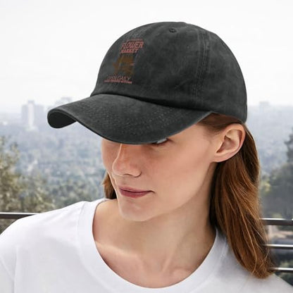 Hand pickeds freshs Flower Market Open dailys Spring Through autumns seedses Blooms Hats for Mens Fashion Washed Distressed Baseball Caps
