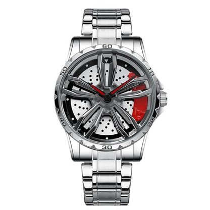 RORIOS Car Hub Design Watch Men’s Analogue Quartz Watches 3ATM Waterproof Wrist Watch Fashion Cool Watch for Men with Stainless Steel Strap