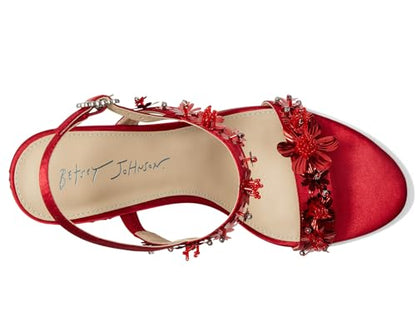 Betsey Johnson Women's SB-Drue Heeled Sandal, Red, 8