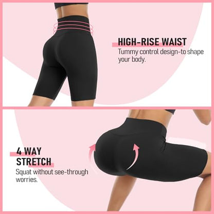 GROTEEN 7 Pack Biker Shorts Women High Waisted Tummy Control Yoga Shorts Black Volleyball Spandex Compression Workout Athletic Gym Running Bike Shorts Leggings Women's Sports & Recreation Shorts