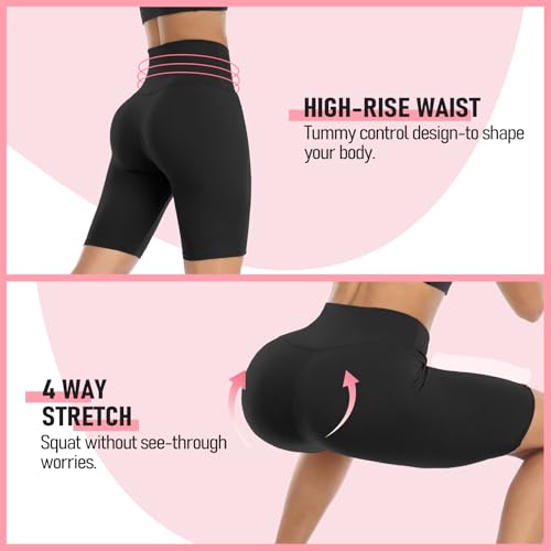 GROTEEN 7 Pack Biker Shorts Women High Waisted Tummy Control Yoga Shorts Black Volleyball Spandex Compression Workout Athletic Gym Running Bike Shorts Leggings Women's Sports & Recreation Shorts