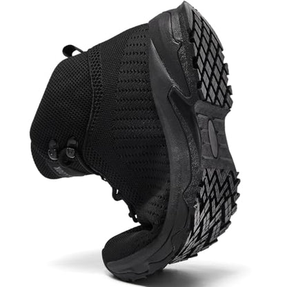 SHULOOK Non Slip Work Boots for Men Slip Resistant Lightweight Kitchen Chef Shoes for Restaurant Food Service Comfy Working Shoe Ankle Support Mesh Walking Footwear Black 11
