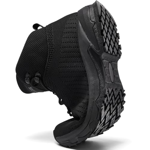 SHULOOK Non Slip Work Boots for Men Slip Resistant Lightweight Kitchen Chef Shoes for Restaurant Food Service Comfy Working Shoe Ankle Support Mesh Walking Footwear Black 11