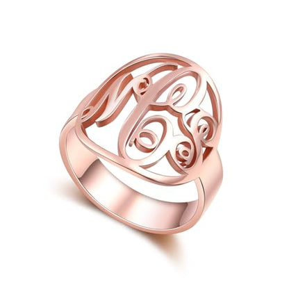 PEIMKO Monogram Signet Ring Personalized 925 Silver Monogram 3 Initials Statement Ring for Men Birthday Christmas Gifts-S