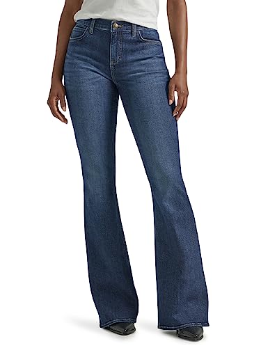 Lee Women's Legendary Mid Rise Flare Jean, Inner Strength, 14 Short