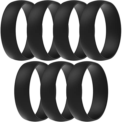 ThunderFit Unisex Silicone Wedding Rings, Rubber Engagement Bands 6mm Wide 1.65mm Thick - 1/2/3/4/5/6/7 Variety Multipack (Pack U - Size 8.5-9 (19.40mm))