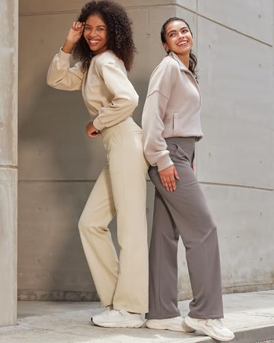 G4Free Wide Leg Pants Woman Yoga Pants with Pockets Loose Casual Palazzo Fashion Sweatpants Stretch Dress Work Clothes(Black,L,Regular)