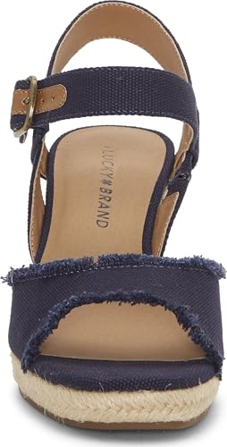 Lucky Brand Women's Mindra Espadrille Wedge Sandal, Indigo, 8