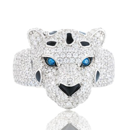YIMERAIRE 2.77 Carats Moissanite Leopard Ring S925 Sterling Silver Iced Out Panther Ring D Color VVS1 Cheetah Dainty Moissanite Rings Non Tarnish 18K Gold Plated Rings for Women Men Size 7