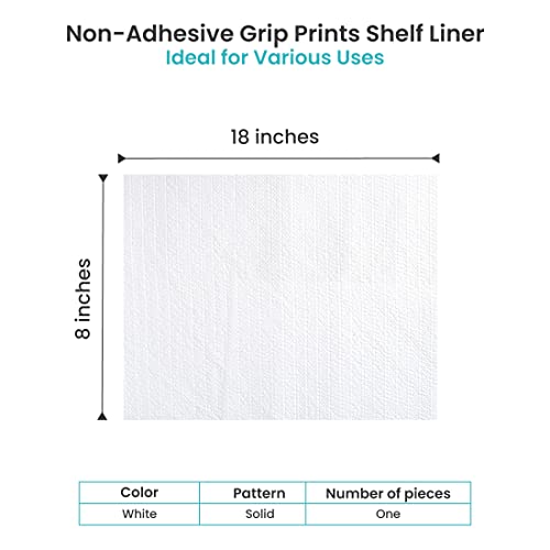 Con-Tact Brand Grip Prints Shelf Liner, Durable and Non-Adhesive Liners, Non-Slip Drawer and Cabinet Liner, 18" x 8', White, Pack of 1 Roll