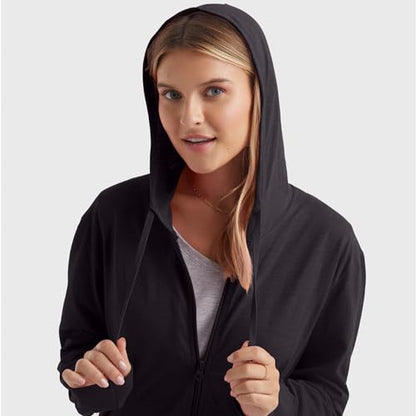 Hanes womens Slub Jersey fashion hoodies, Black, XX-Large US
