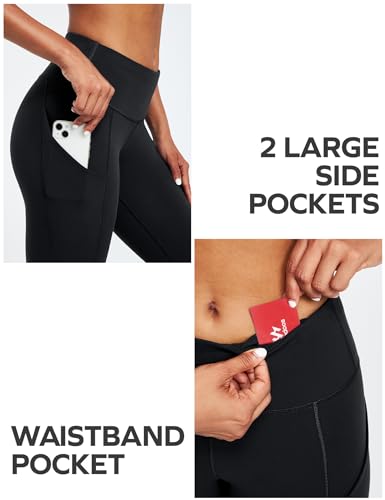 Ewedoos Leggings with Pockets for Women High Waisted Athletic Workout Compression Leggings Tummy Control Yoga Pants Women Black