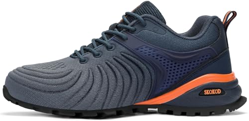 SKOKOD Men's Steel Toe Shoes Composite Work Safety Casual Fashion Sneakers Industrial Construction Comfortable Puncture Proof Indestructible Grey 9