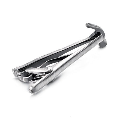 Yoursfs Unique Hammer Tie Clips for Men Cool Tool Tie Clips Novelty Silver Hammer Tie Clip Personalized Tie Bar