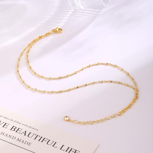 MIDEEO Gold/Silver Ankle Bracelets for Women,14K Gold Anklets for Women Waterproof Cuban Link Heart Beads Herringbone Rhinestone Anklets Set Layered Anklet Bracelets Gold Jewelry Gift