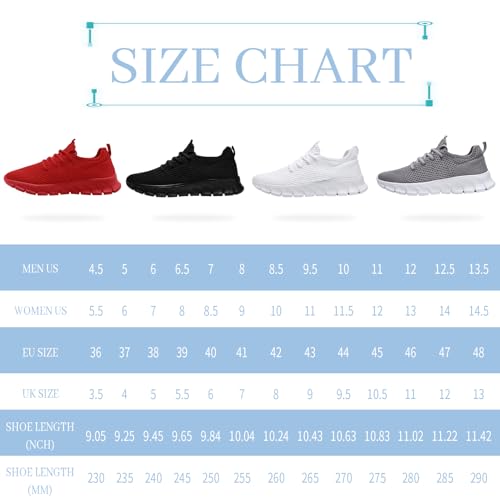 RJYWGS White Sneakers for Women Men Tennis Shoes Running Gym Sneaker Slip On Walking Lightweight Athletic Workout Fashion Sports Shoes White Size Women 8.5/ Men 7