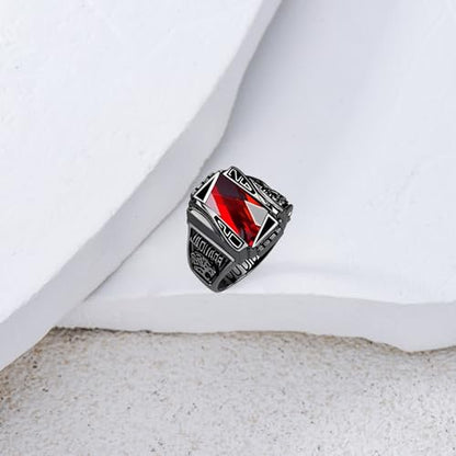 Lypic Personalized Mens Class Ring 925 Sterling Silver High School Ring Custom Graduation Rings for Men Black 4