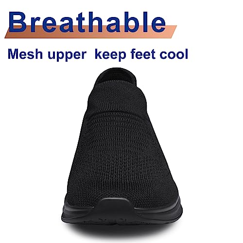 Womens Walking Shoes Non Slip Running Shoes Breathable Workout Shoes Lightweight Gym Sneakers Zapatos para Mujer Black Size 8.5