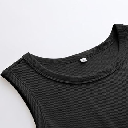 ANRABESS Womens Sleeveless High Neck Tank Tops Fashion Summer Casual Basic Slim Fit Ribbed Racerback Top Shirt Clothes Black-L
