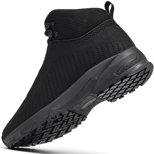 SHULOOK Non Slip Work Boots for Men Slip Resistant Lightweight Kitchen Chef Shoes for Restaurant Food Service Comfy Working Shoe Ankle Support Mesh Walking Footwear Black 11