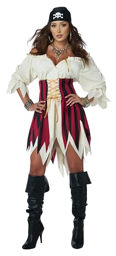 Women's Sultry Sea Pirate Costume - Renaissance Dress with Corset and Bandana
