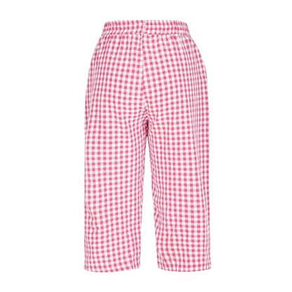Bermuda Shorts for Womens Drawstring Elastic High Waisted Stripe and Gingham Wide Leg Beach Shorts Slacks with Pockets Pink