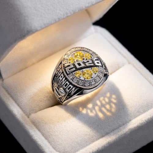 QHQPQ Class Rings for Men High School 925 Sterling Silver Graduation Ring Class of 2025 Gifts Graduation Jewelry Personalized University College Custom Ring Birthstone Rings Sizes 5-15