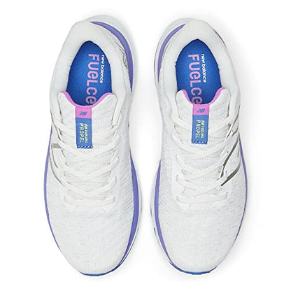 New Balance Women's FuelCell Propel V4 Running Shoe, White/Electric Indigo/Thirty Watt, 5