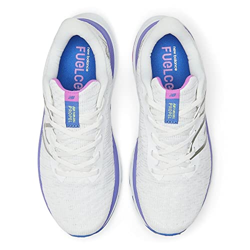 New Balance Women's FuelCell Propel V4 Running Shoe, White/Electric Indigo/Thirty Watt, 5