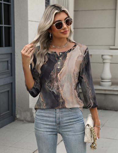 Zeagoo Womens Tops 3/4 Length Sleeve T Shirts Business Casual Blouses Dressy Crew Neck Work Clothes 2026 Large