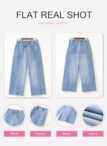 SHEWIN 2026 Summer Wide Leg Jeans Women Straight Leg Loose Fit Jeans for Women Trendy Denim Pants Beau Blue Size 12
