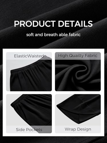 Trendy Queen Women's Wide Leg Pants, Soft Cotton Blend with Pockets for Casual Summer Black XL