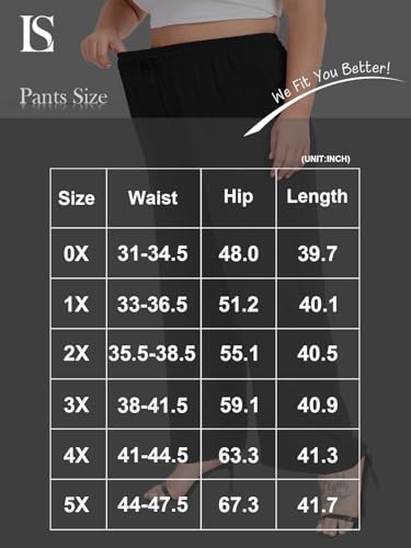 Lastshe Women's Plus Size Wide Leg Pants Palazzo Pants for Women Plus Size Outfits for Curvy Women Pants with Pockets,Black W Plaid,2X