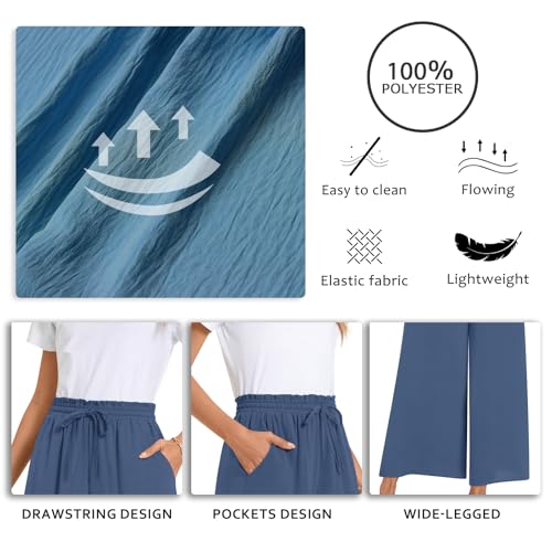 Bestbee Womens Plus Size Palazzo Pants Dressy Casual Wide Leg Gaucho Pant Business Flowy Slacks Elastic Waist with Pockets, 2XL, Black-White Flower
