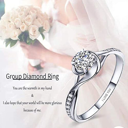 Sunamy Endless Love Matching Couple Rings for Him and Her Set, Adjustable S925 Silver Romantic Heart Design, Engagement Ring