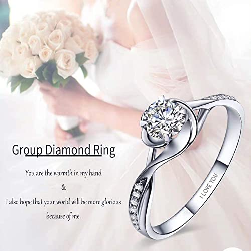 Sunamy Endless Love Matching Couple Rings for Him and Her Set, Adjustable S925 Silver Romantic Heart Design, Engagement Ring