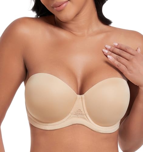 DotVol Women's Multiway Strapless Bra Full Figure Underwire Contour Beauty Back Plus Size Bra(34DDD, Beige)