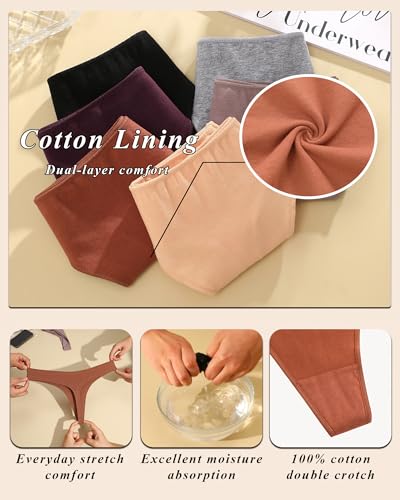 READY TO LOVE Cotton blend Underwear for Women Pack Breathable Thongs for Women Sexy Stretch Soft Womens Panties Thong M