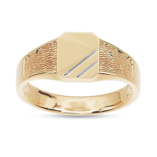 AFFY Mens Two Tone Zeus Signet Ring In 14K Yellow Gold Over 925 Sterling Silver, Ring Size 7