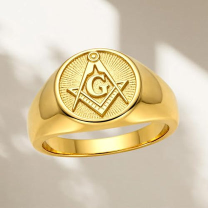 KQF Freemason Masonic Ring for Men 10K 14K 18K Gold 925 Sterling Silver Masonic Jewelry Sizes 4-16 Gift for Anniversary Birthday Fathers Day (style-2)