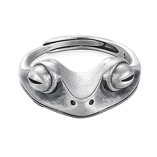 LOVECOM Real 925 Sterling Silver Frog Open Rings for Women Men Couples Vintage Cute Animal Finger Ring Silver Fashion Party Jewelry Birthday Graduation Gifts for Mom Daughter Father