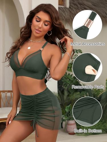 Blooming Jelly Womens High Waisted Bikini Sets Tummy Control Bathing Suit Modest Swim Suits 2026 M, Army Green
