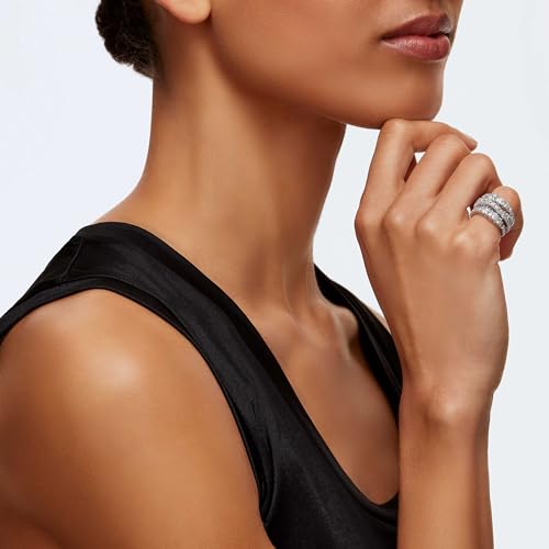 Swarovski Hyperbola Ring, Mixed Cuts, Clear, Rhodium Finished; Size: Us 8; Eu 58