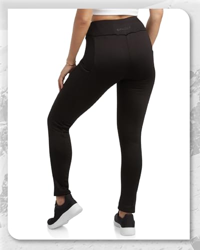 Spyder Womens Leggings - Soft Fleece Leggings with Pockets for Women High Waisted Yoga Pants Workout Gym Activewear, Size Small, Black