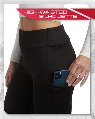 Spyder Womens Leggings - Soft Fleece Leggings with Pockets for Women High Waisted Yoga Pants Workout Gym Activewear, Size Small, Black