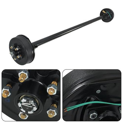 Thomletha 3500lbs Capacity Trailer Electric Brake Axle 5 Lug-4.5 inch Trailer Axle 95 inch Hub Face 80 inch Spring Center